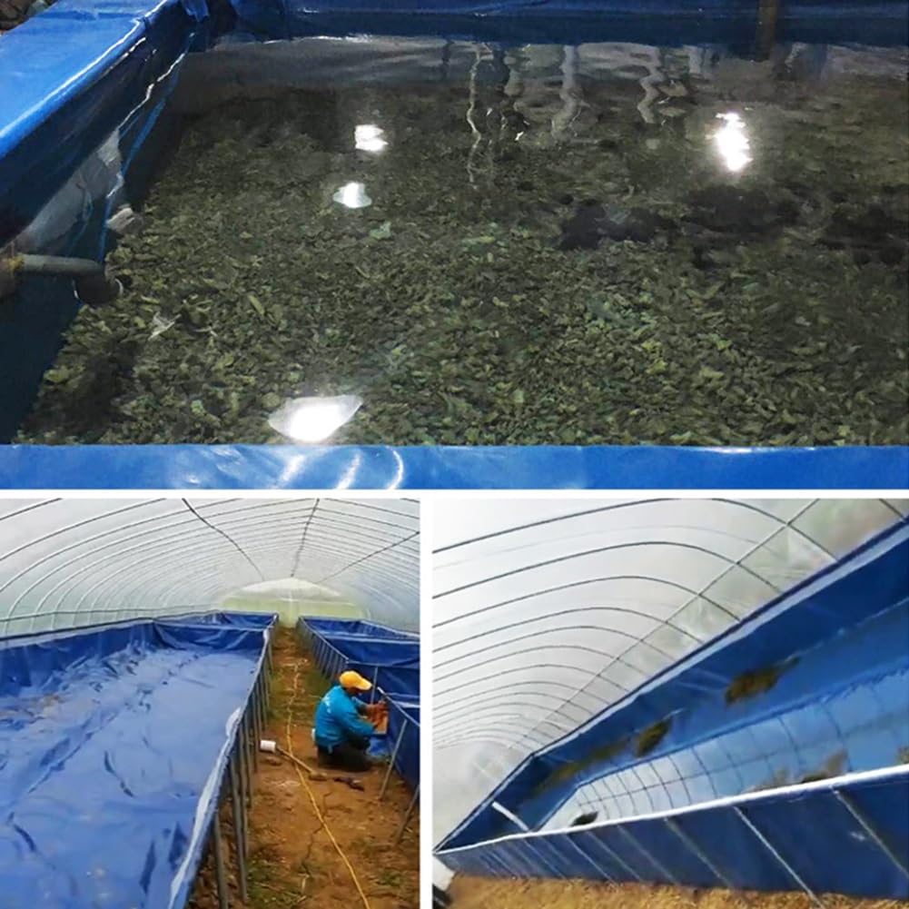 Laghetto per pesci portatile pieghevole per giardino e piscina, grande serbatoio di stoccaggio in tela impermeabile per Koi e piante acquatiche fuori terra blu piscina stagno (1 x 1 x 0,6 m)