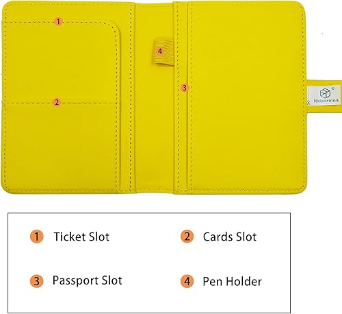 Miniatura 4 de Melsbrinna Funda de cuero prémium para pasaporte, impermeable, con bloqueo RFID, cartera de viaje con soporte para bolígrafo, bonito libro