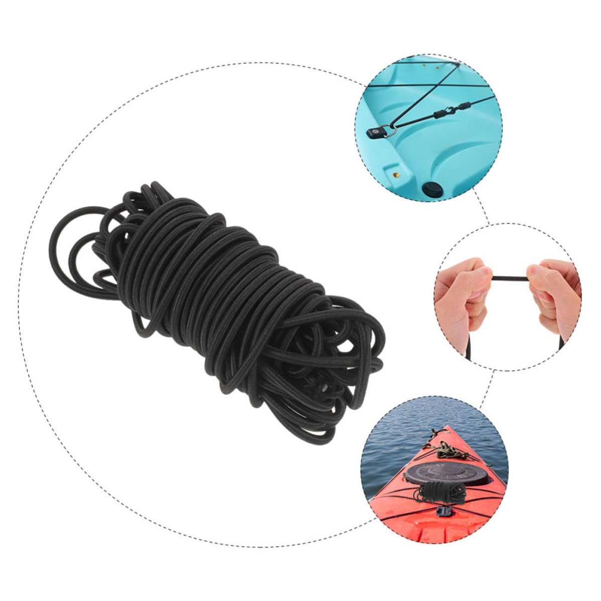 Hemobllo Gummiseile Elastische Schnürsenkel aus Gummi und Garn Rund Schwarz 50 Y für Schuhe und Bündchen zum Dekorieren von Schuhen und Manschetten
