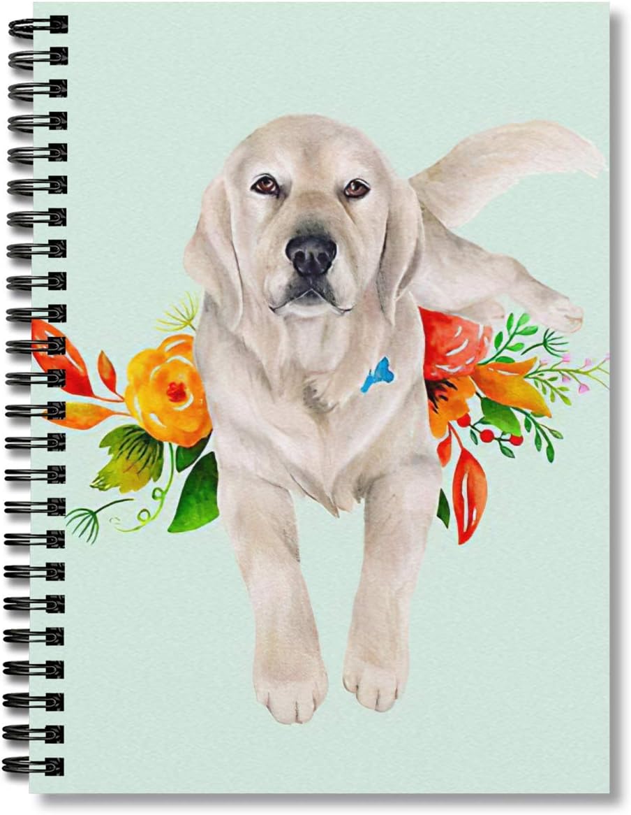 Spiral Notebook Golden Retriever With Flowers Composition Notebooks Journal With Premium Thick Lined Paper