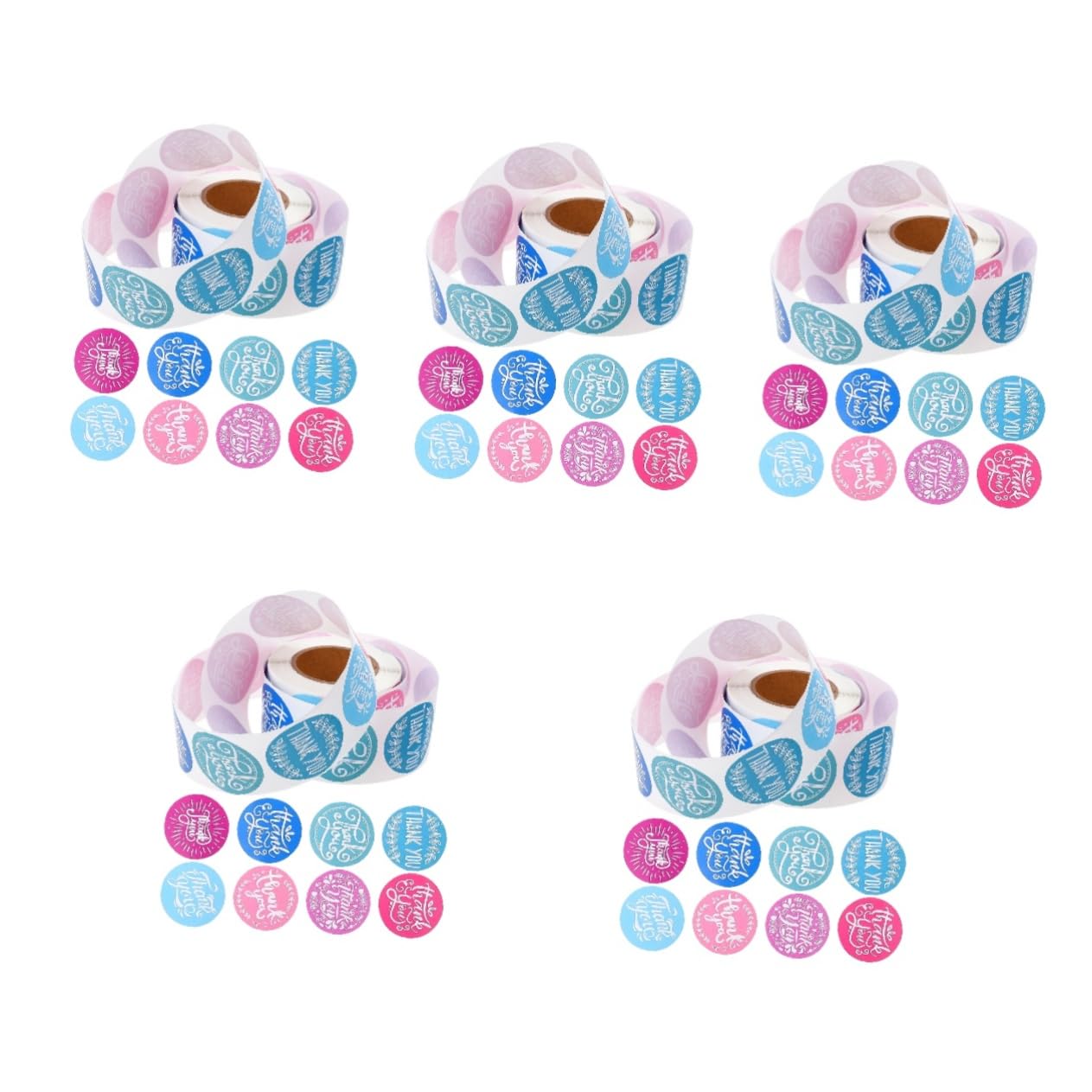 SHINEOFI 5rotoli Etichette Adesive Ringraziamento Per Confezioni Stickers Decorativi Per Chiusura Buste Feste e Occasione Speciali Confezione
