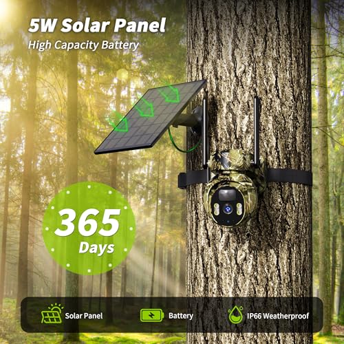 LIWAN Cellular Trail Camera, 4G LTE Game Cameras, 2K HD Trail Cam, 360° Live View Solar Trail Camera Outdoor with PIR Motion Detection Waterproof IP66 for Wildlife Built-in SIM Card by LIWAN - Image 4
