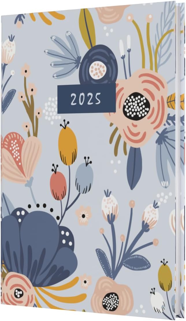 Collins Enchanted 2025 Planner - A5 Week to View Diary - Light Blue - (EN53.57-25) - Hardback Weekly Diary with Floral Design