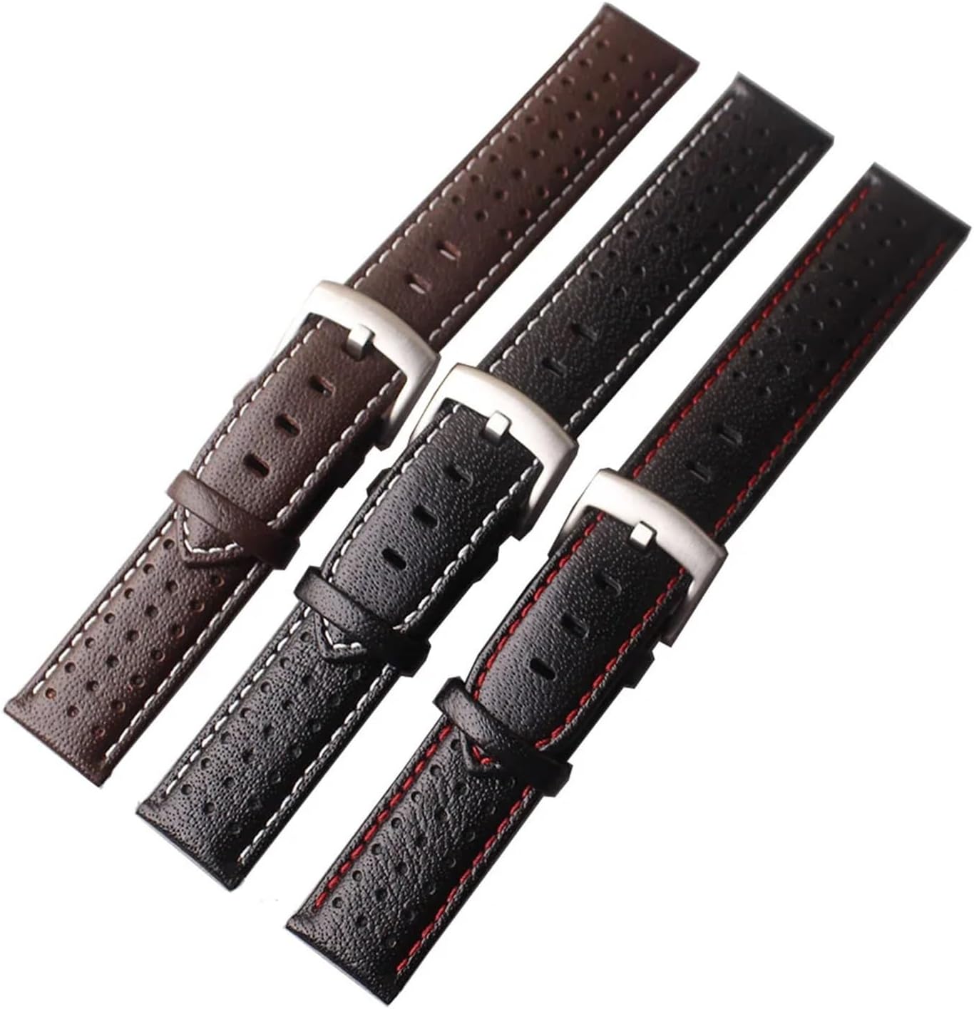 Easy to replace Watchband 20mm Smooth Genuine Leather Watch Band Belt Black Strap CARRER Fit Mido Soft Belts Red Line White Stitch