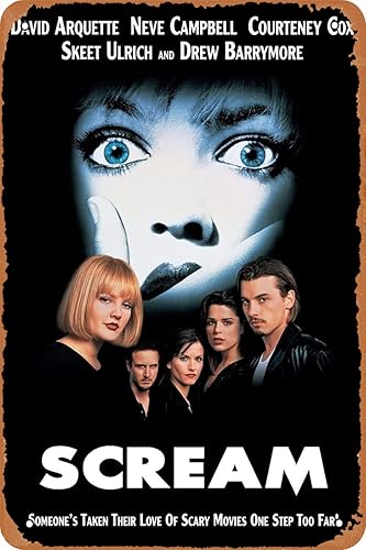 SCREAM - Póster de película de terror vintage, letrero de metal estilo retro, decoración de pared, regalos para hombres y mujeres, 8 x 12 pulgadas