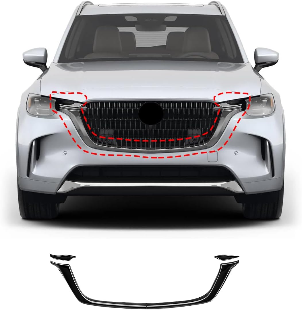 ABS Matte Black Front Grille Edge Trim for Mazda CX-90 2024 2025, CX-70 2025, CX-60 2022-2024 Protection Decoration Vehicle Accessories Parts front bumper Guards