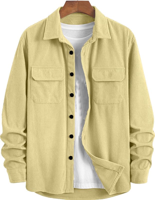 Image of MiraMichi Men's Full Sleeve Corduroy Striped Casual Jacket, Ideal for Stylish Everyday Outfits