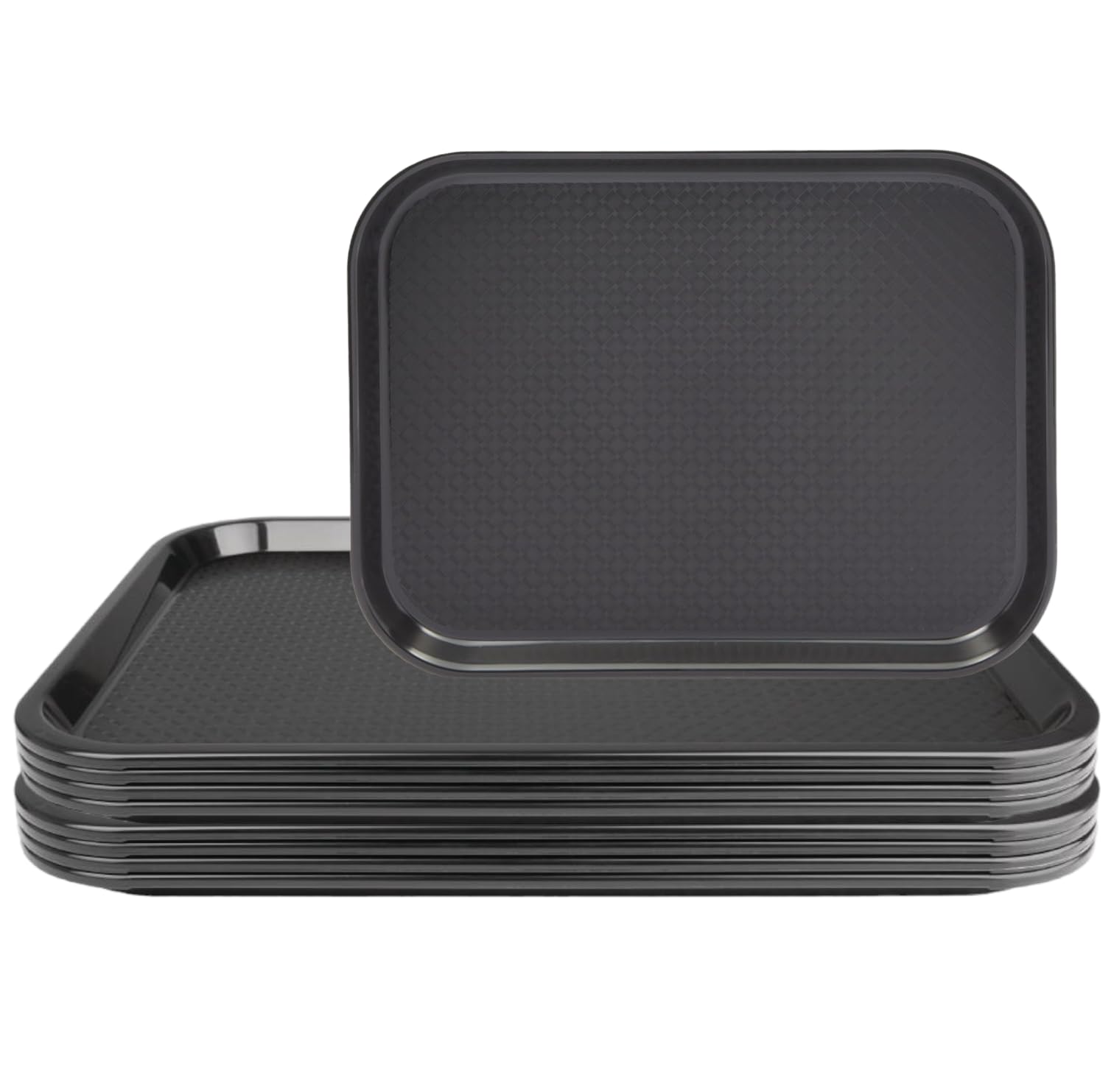 12"X16" Plastic Cafeteria/Fast Food Tray, Platter, Rectangle Serving Tray for Breakfast, Cold-Drink, Restaurant, Hotel, Bar, Pub, Kitchen, Party (6)