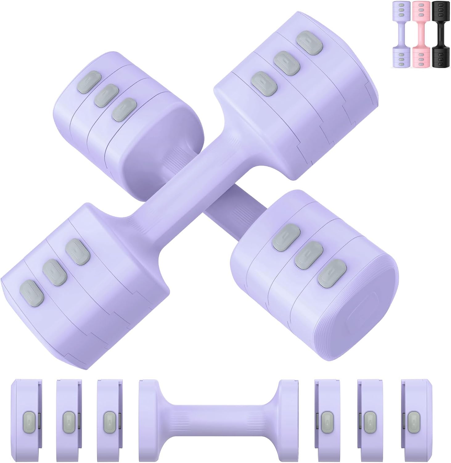 Adjustable Dumbbell Set, Total 11LB Weight Dumbbells Set for Women, Each 2.2/3.3/4.4/5.5LB, Hand Weights for Home Gym Workout Training