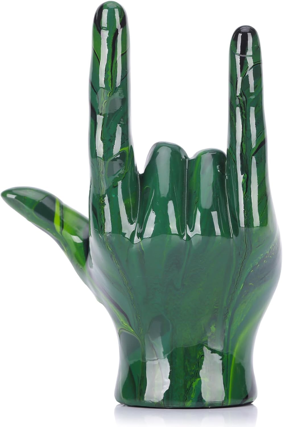 LCCCK Emerald Green Home Decor Peace Symbol Statue, Creative Hand Gesture Peace Sign Decor, Emerald Green Fingers Sculpture for Living Room Bedroom Coffee Table, Desktop, Bookshelf