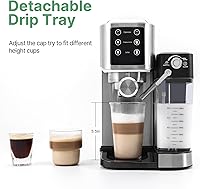 Vista 8 de Máquina de café espresso de 20 bares, cafetera de espresso con pantalla táctil y espumador automático de leche para capuchino y latte, máquina
