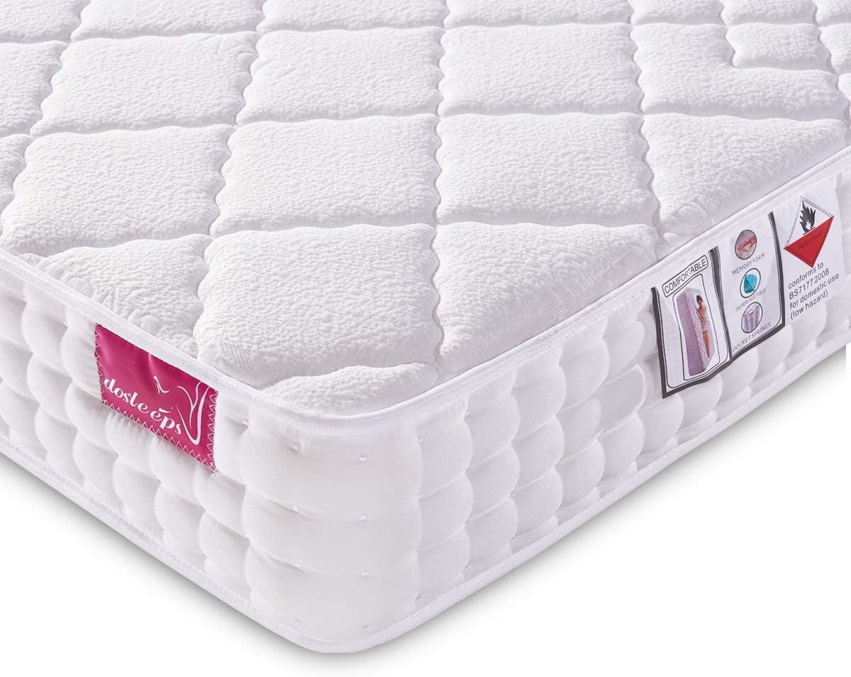 Lasuavy Double Mattress - 4FT6 Mattress 9-Zone Pocket Spring Bed Mattress with Memory Foam and 3D Breathable Fabric - Orthopaedic Mattress - Thickness:10.6 Inch, White