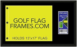 16x27 Black Golf Flag and Ticket Frame, Moulding blk-001, Choice of Mat Color (holds 13x17 Masters Golf Flags; flag-tickets not incl) (BLACK MAT)