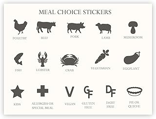 Wedding Meal Stickers, Place Card Stickers, Menu Stickers, Wedding Menu Stickers, Wedding - Custom Quantity