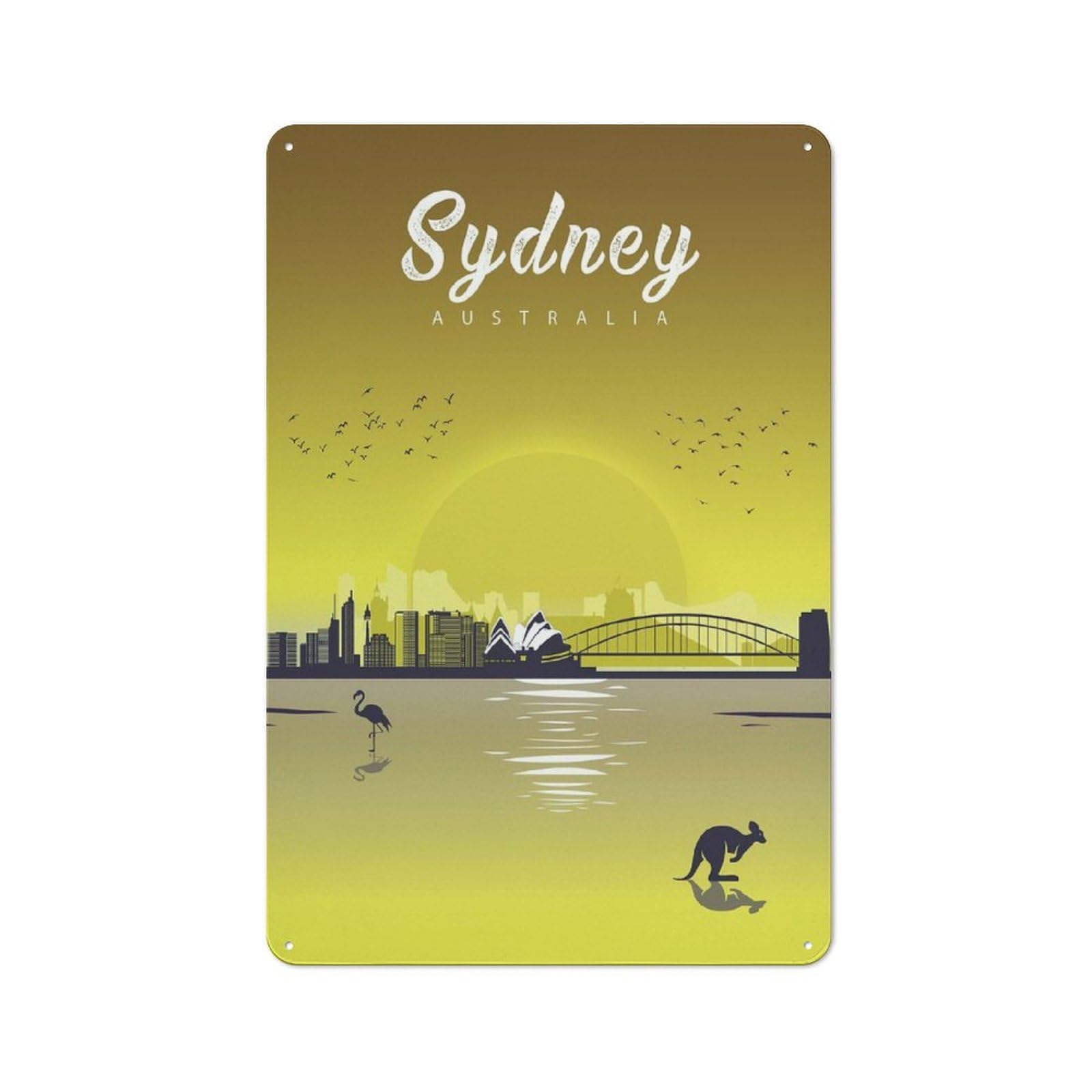 Junmoney Sydney Skyline Shop Front Style Cafe Metal Sign 30X20cm Featuring Restaurant Wall Art For Takeaway, Bar, Kitchen Or Counter Area