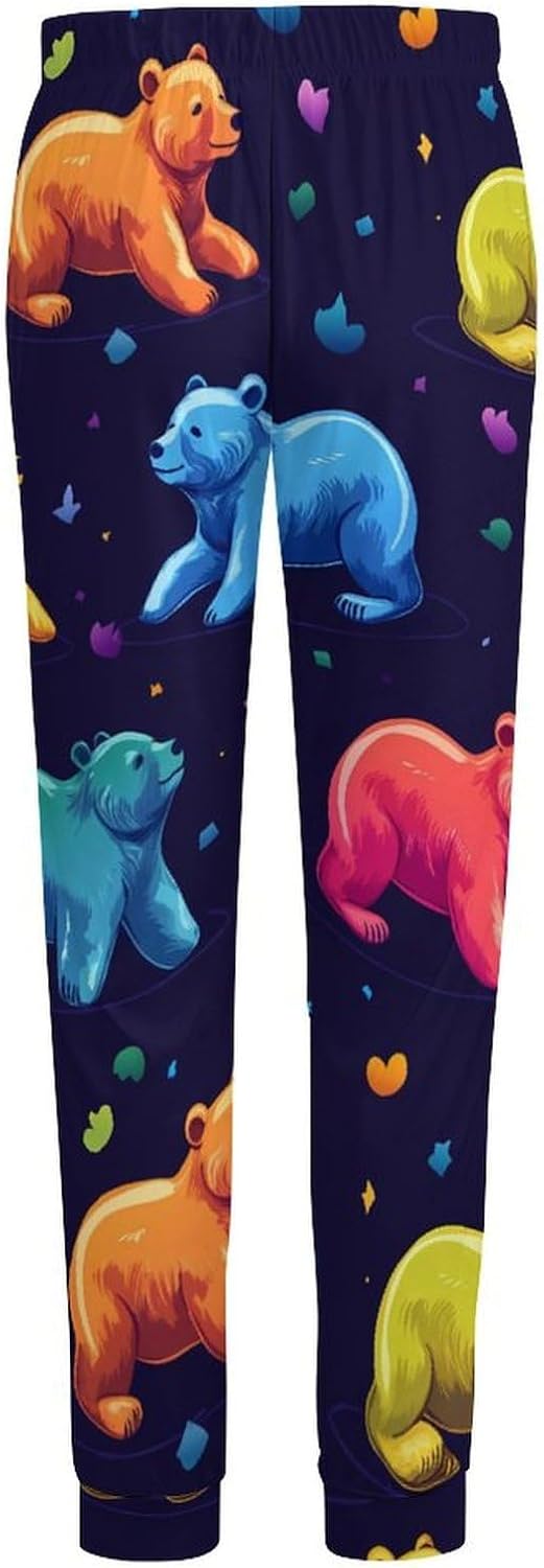 Colorful Bear Mens Pajama Pants Soft Sleep Lounge Pants Pj Bottoms