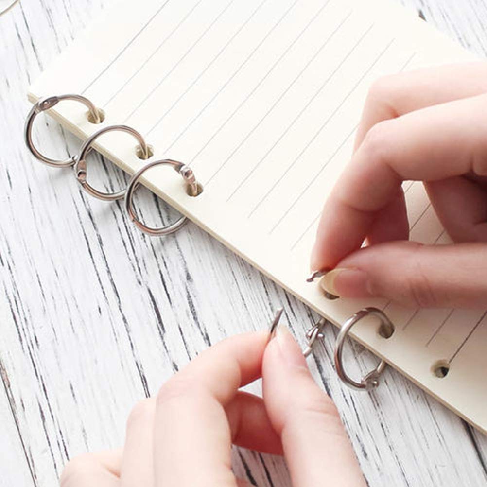 Pack of 120 Ring Binder Rings Book Rings 20mm/25mm Metal Book Binding Loose Leaf Suture Rings Key Rings 20mm DIY Ring Attachment for Scrapbook, Album, Memo, Storage, Index Cards