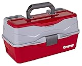 Flambeau Outdoors 6383TB 3-Tray Tackle Box - Classic Fishing Lure Storage Organizer, Large Portable Tackle Box, 32 Tray Compartments, Red/Gray 3-Tray Red/Gray Solid