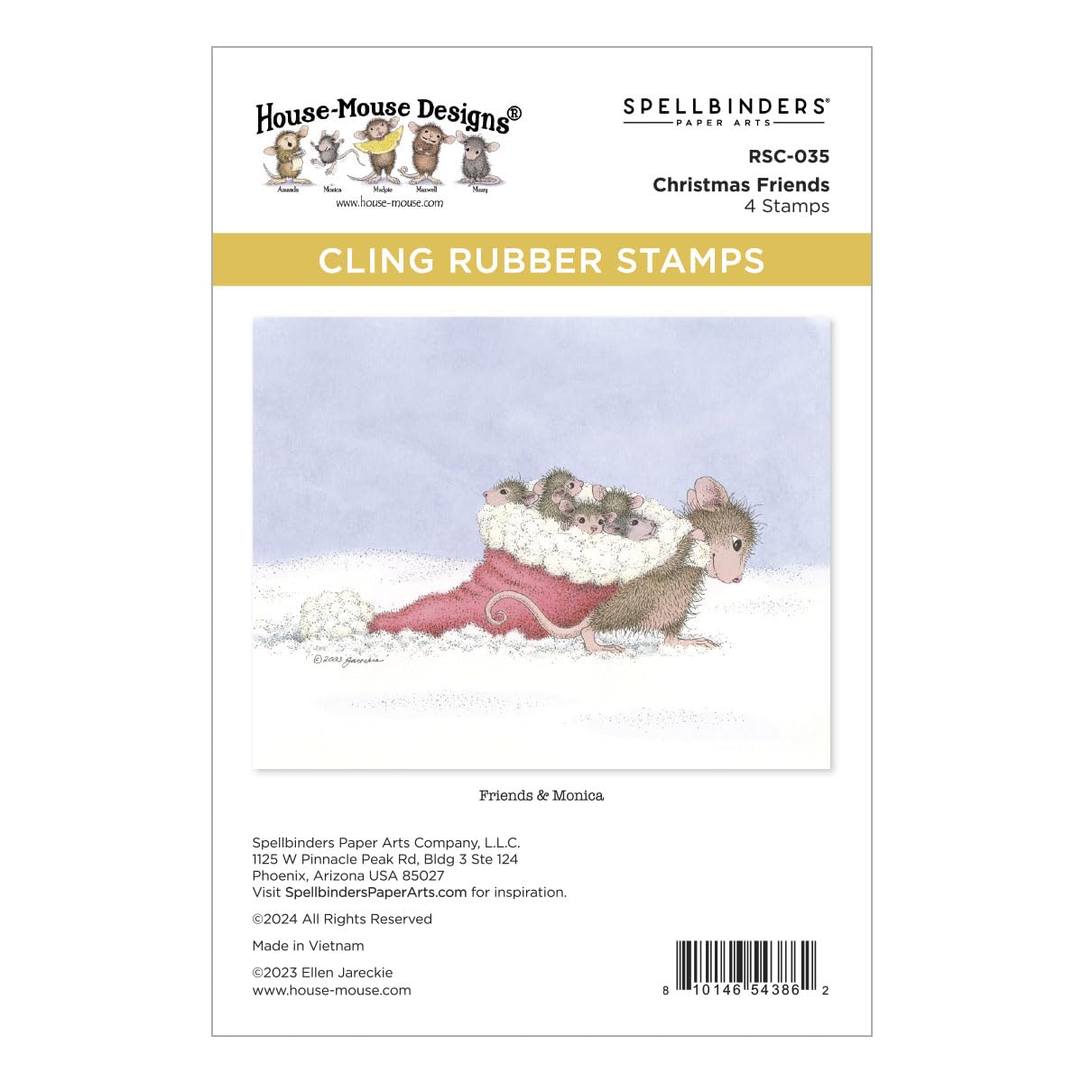 Spellbinders Christmas Friends House Mouse Cling Rubber Stamp
