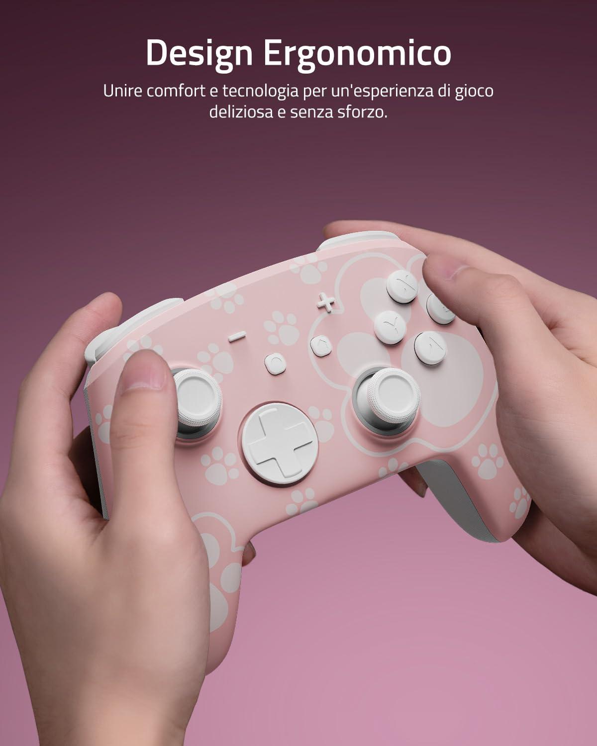 [Motivo luminoso] Controller Switch Pro Wireless Compatibile con Switch/OLED/Lite, Firefly Controller Bluetooth con 7 Colori LED/Paddle/Turbo - Gatto Zampa Rosa