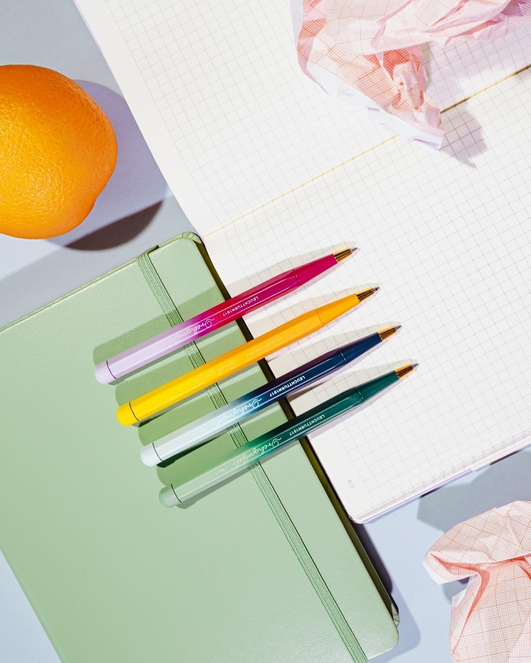 LEUCHTTURM1917 - Drehgriffel Ballpoint Writing Pen Gradient Edition - Refillable Ballpoint Pen with Black Ink (Port Red/Lilac)