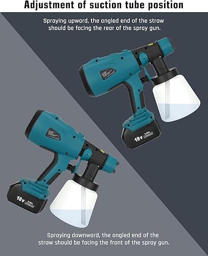 Miniatura 6 de Pulverizador de pintura inalámbrico para batería Makita LXT de 18 V, pistola pulverizadora de pintura HVLP de 200 W con motor sin escobillas para