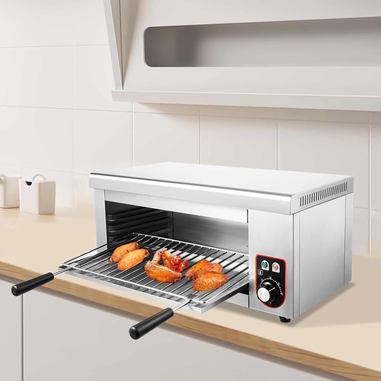 Commercial Salamander Broiler,1500W Cheese Melter Electric Salamander Broiler Restaurant Kitchen BBQ Gril,for Melting Cheese, Grilling Meats
