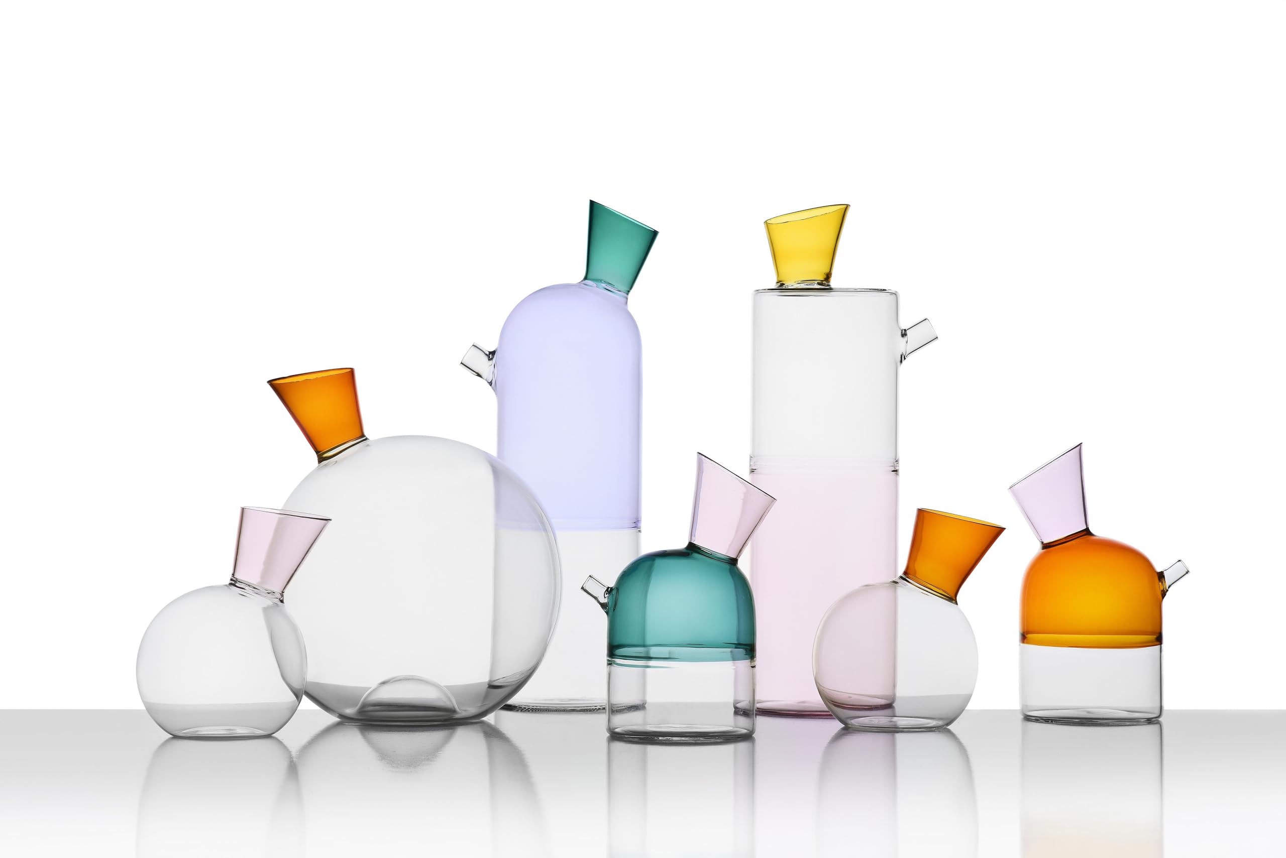 Ichendorf Milano Bottiglia Trasparente/Lilla/Verde | Collezione Travasi | 90 cl | Vetro Borosilicato | Fatto a Mano