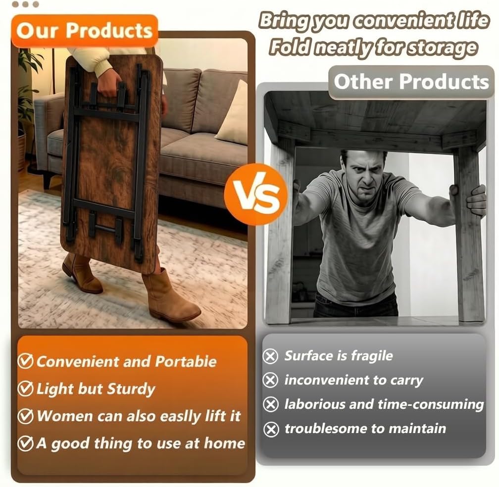 Folding Desk for Small Spaces, 39.4 Inch Foldable Computer Desk, No Assembly Required, Space Saving Portable Study Table for Compact Home Office, Bedroom, Dorm, Apartment, Brown