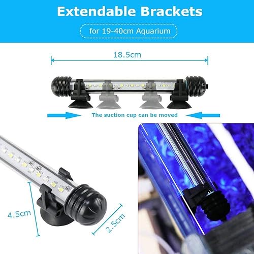 Miniatura 5 de Luz LED de acuario para pecera, encendidoapagado automático, sumergible blanco y azul, luz LED para plantas de acuario con temporizador y función de