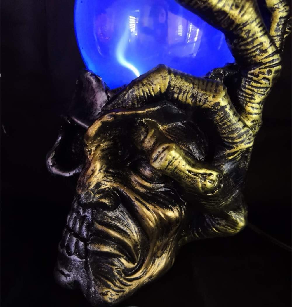 Magic Skull Plasma Ball Night Light Lamp Touch & Sound Interactive Electric Toy Statue for Decorations Parties Bedroom