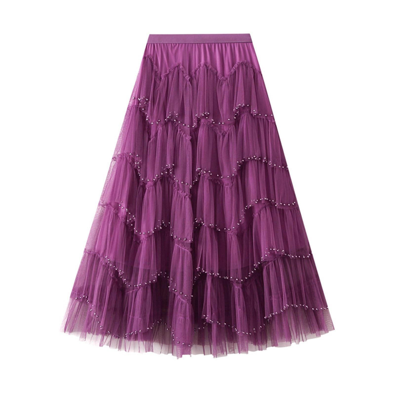 Jupe en Tulle pour Femmes, Jupe Longue en Tulle à Volants, Multicouche, Ligne A, Tutu, Bal de Promo, Mariage Jupe Blanche Taille Haute