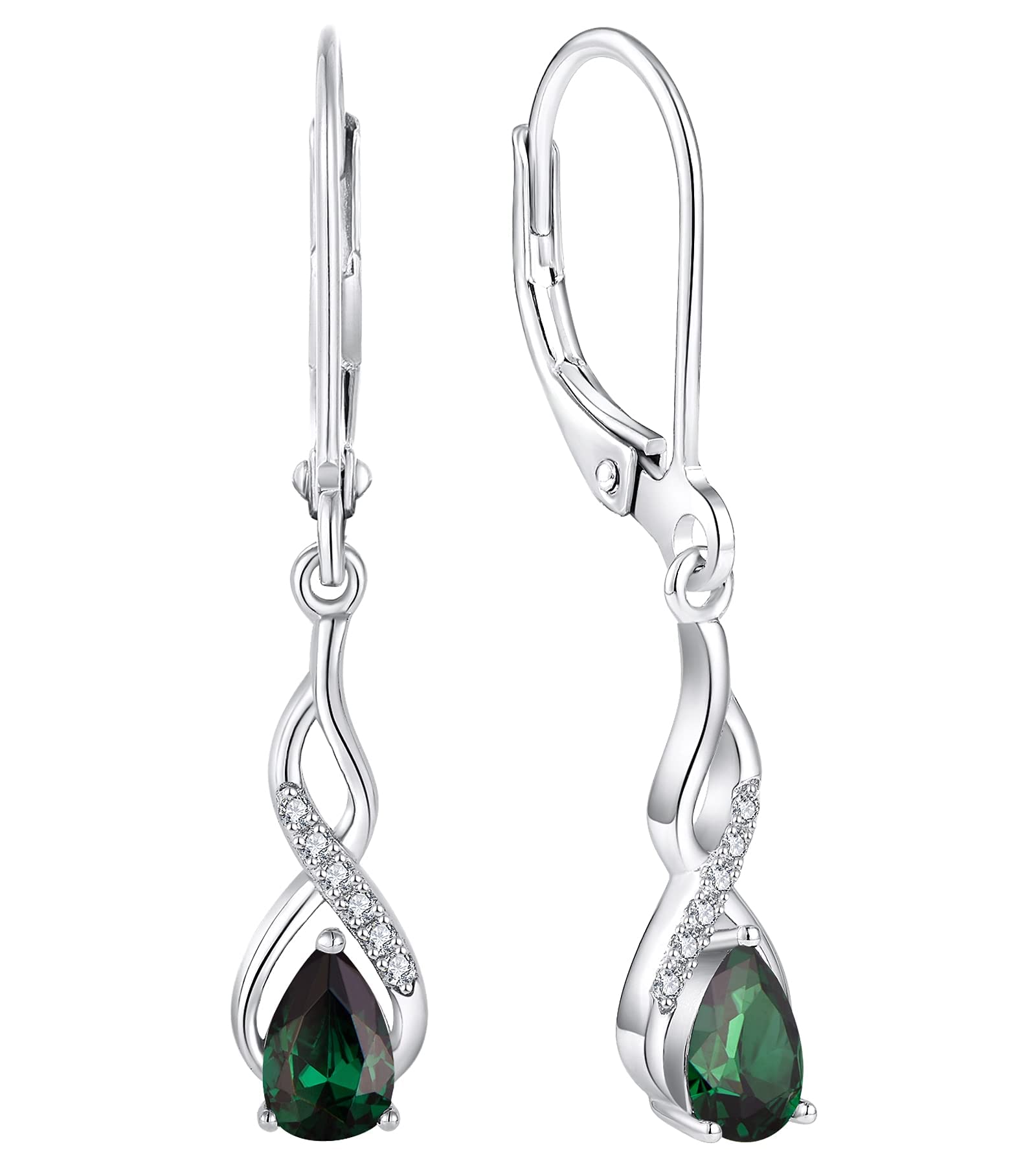YL Boucles d'oreilles infini Argent 925 taillé 12 Pierres de Naissance Oxyde de Zirconium Boucles d'oreilles pour Femme