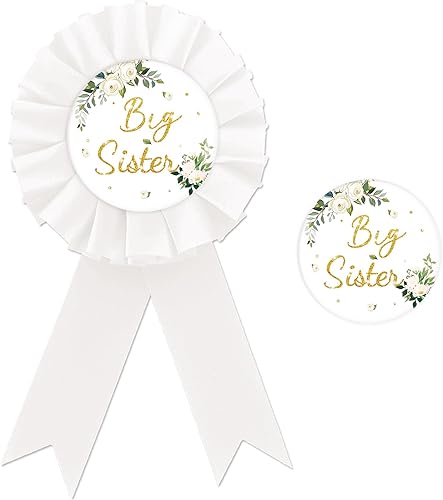 Pin de insignia de hojalata Mommy To Be, pin de botón de baby shower, pin de botón Daddy To Be, pin de insignia de roseta blanca para revelación de