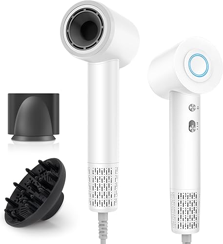 Secador de pelo, 112000 rpm, motor sin escobillas de alta velocidad con difusor para secado rápido, secador de pelo iónico de 984.3 ft para hombres