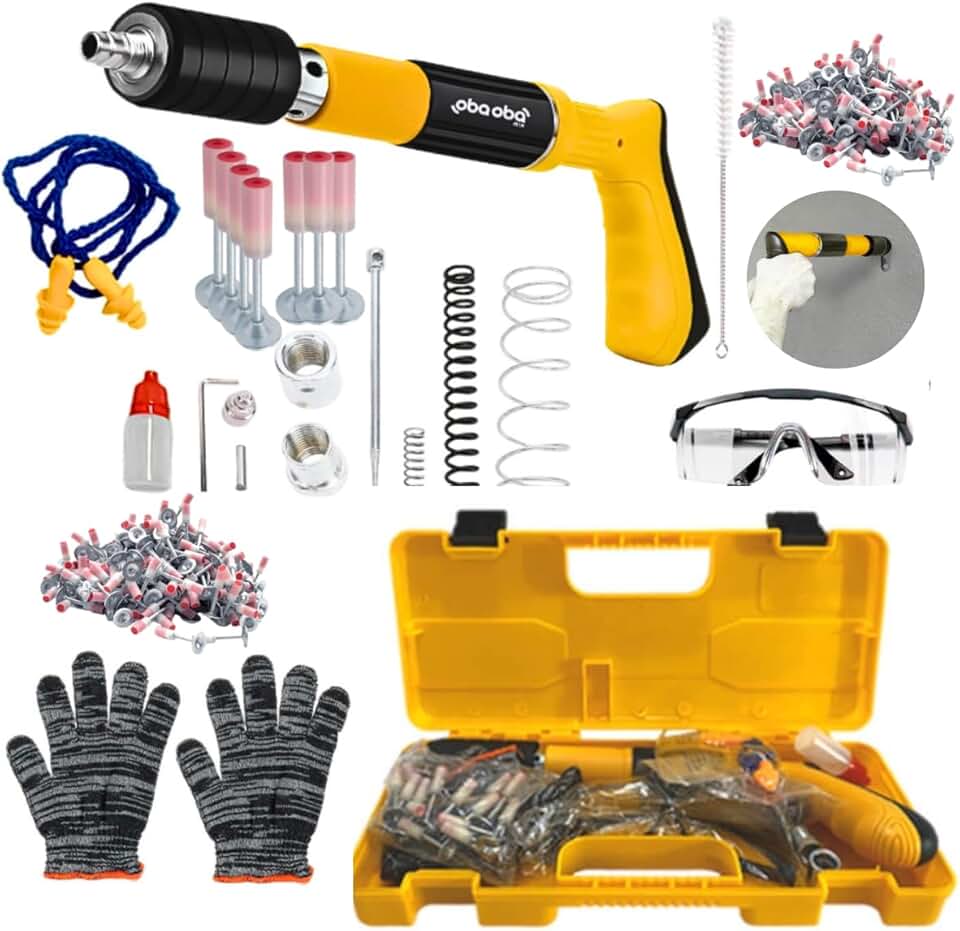 Pistola de Fixação Finca Pino Prego Grampo Ação Direta Pistola Finca Pinos 220 rebites Maleta kit Segurança