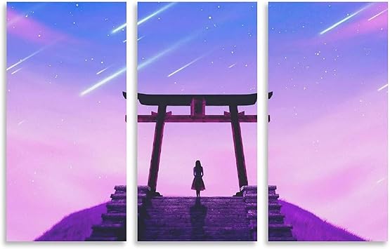 Amazon Co Jp Braksent 孤独な少女 彗星 ミニマリスト 3パネル アート 絵インテリア おしゃれ 油絵 ポスター イラスト キャンバスアート 壁 絵 寝室 装飾画 風景画 Hd写真 モダン的な部屋飾り 新築お祝いに最適 ホーム キッチン