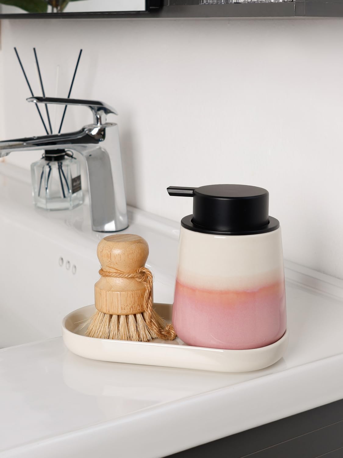 INGOFIN 7" Ceramic Bathroom Vanity Tray - Bathroom Organizer Countertop Tray for Perfume, Jewelry, Candles, Small Kitchen Counter Soap Tray, Decorative for Bathroom Vanity and Toilet Tank, Beige - Image 6