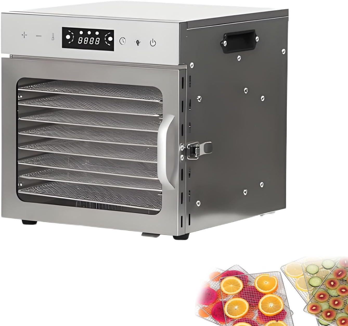 Stainless Steel Food Dehydrator - Digital Jerky Maker with Temperature Control & Overheat Protection, 8-Layer Commercial Freeze Dryer for Herbs, Meat, Fruits & Dog Treats