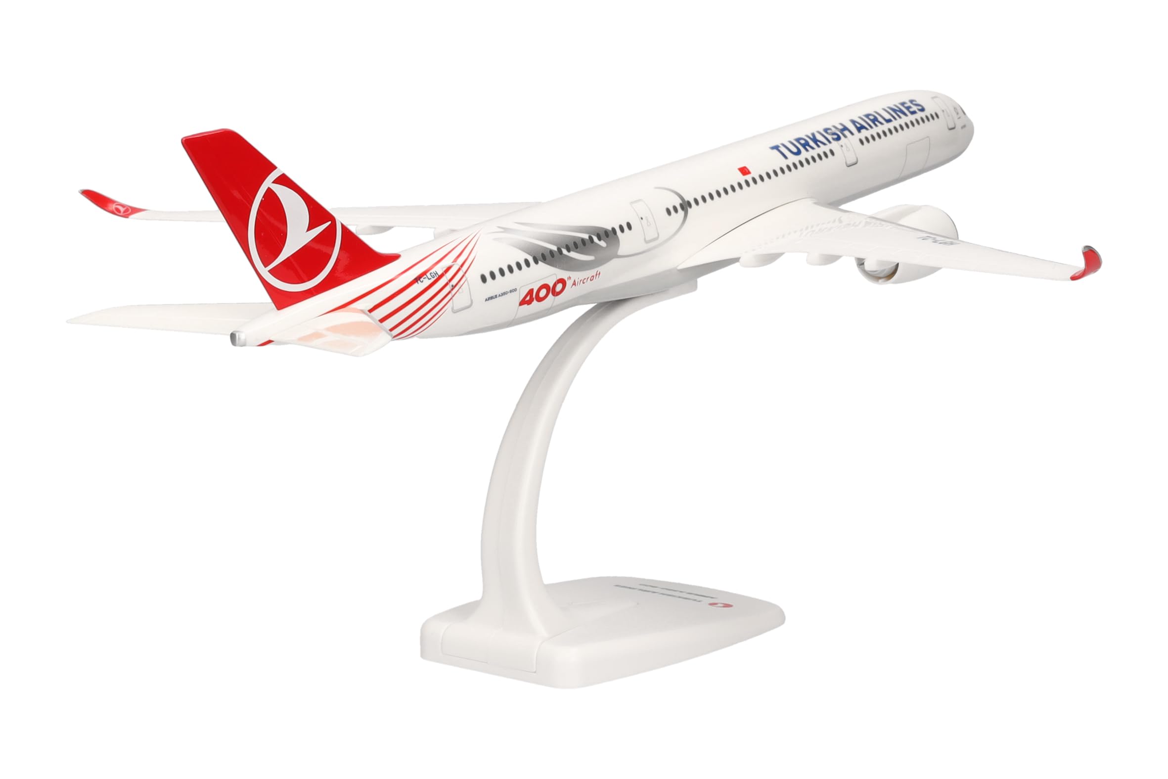 Herpa modello di aereo Turkish Airlines Airbus A350-900 "400th", in scala 1:200 - Snap-Fit, pezzo da collezione, miniatura deco, statuetta con supporto in plastica