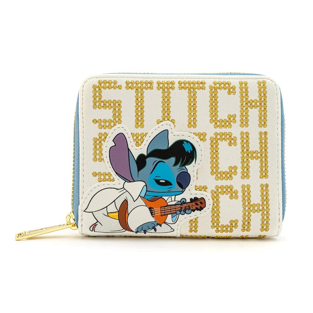Loungefly x Lilo and Stitch Elvis Stitch Cosplay Zip-Around Wallet (Blue/Gold Multi, One Size)
