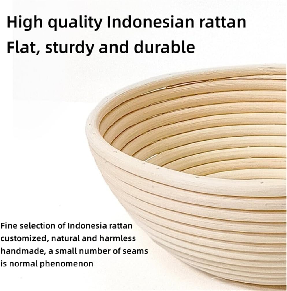 6.3-Inch Natural Rattan Bread Proofing Baskets, Bread Proofing Basket Set, Bread Bowls for Rising And Baking, Bread Proofing Baskets with Liners for Home,9.8 in