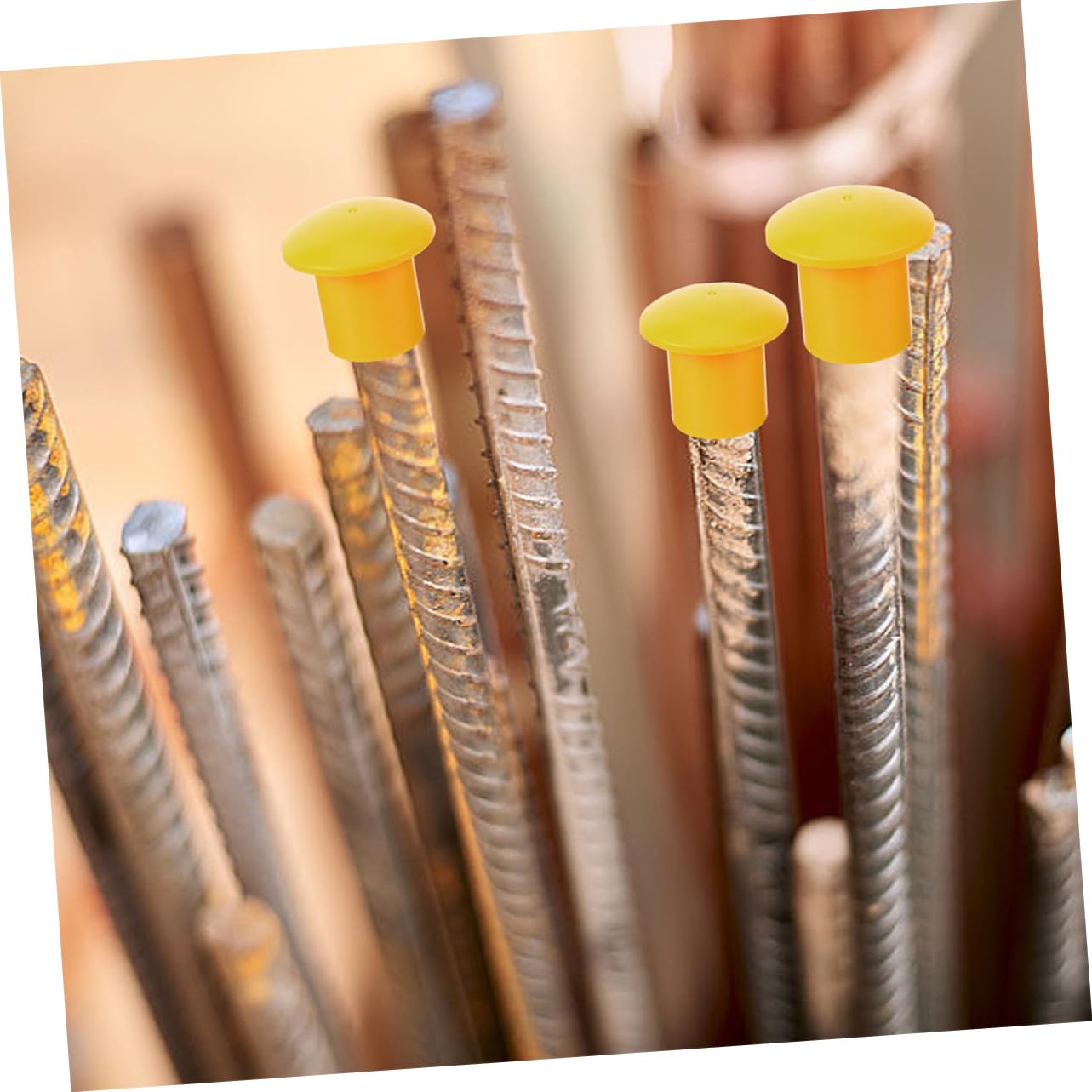 50pcs Rebar Protective Caps Plastic Mushroom Safety Covers for Construction Easy to Install Rebar End Caps Yellow for Site Use and Processing