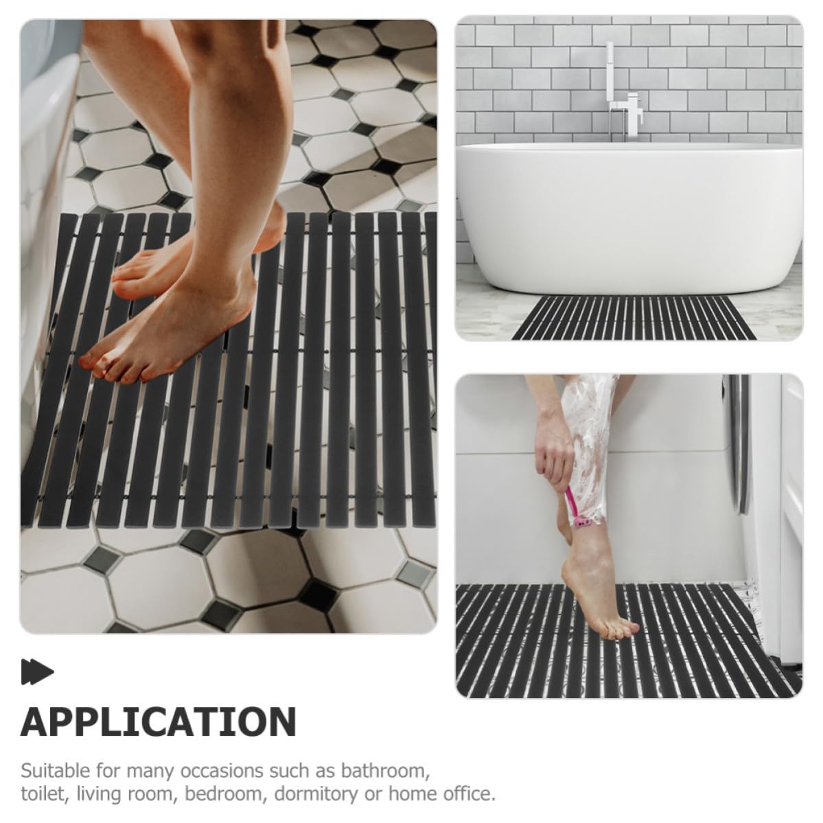 ABOOFAN Alfombra Resistente al Desgaste de Bambú para Baño y Ducha Antideslizante Diseño Natural y Moderno, Adecuado para Dormitorio y Aseo