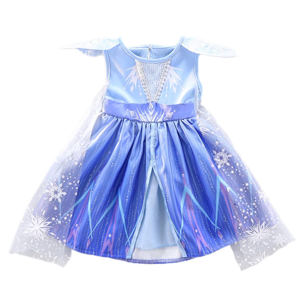 Lito Angels Vestido de Princesa Elsa Disfraz de Reina de las Nieves con Capa y Accesorios para Bebé y Niñas Pequeñas, Azul