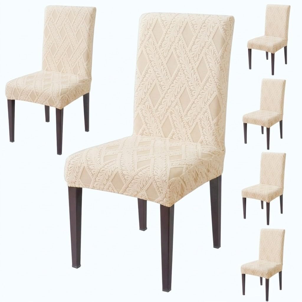 Styleys Dining Chair Covers - Taupe Pack of 6 -7 Styleys Dining Chair Covers - Taupe Pack of 6 -7