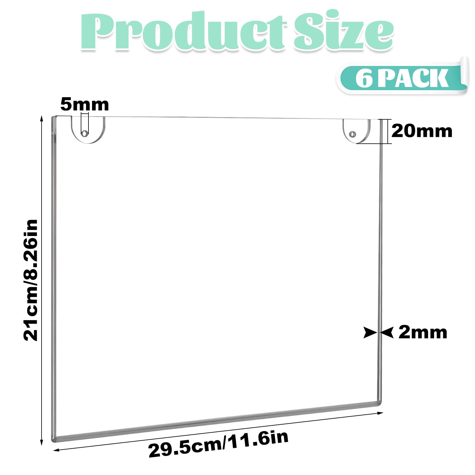 CYEER A4 Wall Mounted Document Holder Pack of 6, A4 Acrylic Sign Holder, Wall Mount Clear Acrylic Document Poster Advertising Board Display Letter Board Message with 3M Tape and Mounting Screws - Image 2