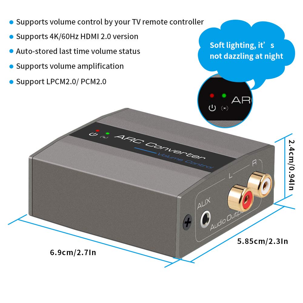 Buy 192KHz HDMI ARC Audio Adapter Digital to Analog RCA Converter HDMI
