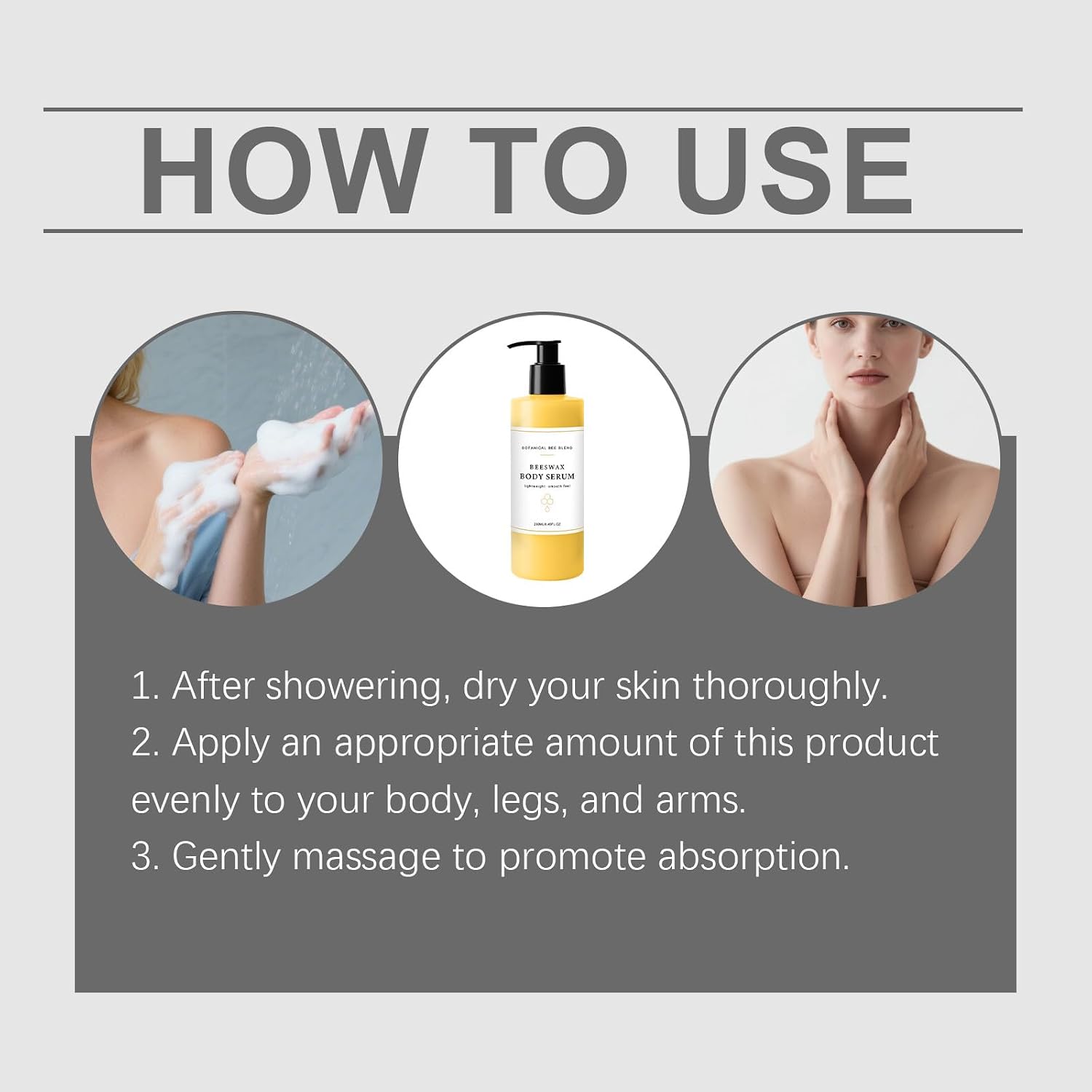 Beeswax Body Serum for Dry Skin & Crepey Skin, Natural Waterless Body Oil Moisturizer with Avocado Oil & Shea Butter, Fast Absorbing Shower Routine for Soft Skin, Smooth Texture (2Pack)