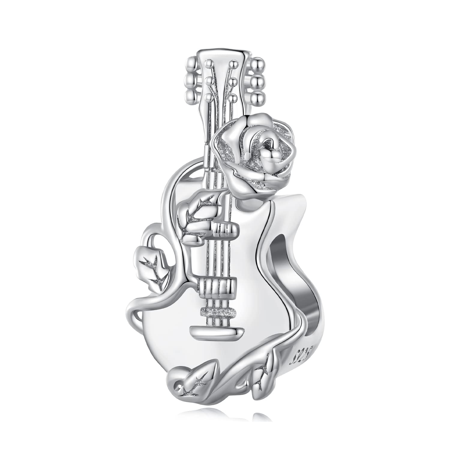 TeleyeGuitar Bead Charm 925 Sterling Silver Charm Fits For Pandora Bracelet Necklace,BSC813